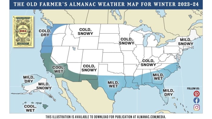 Farmers Almanac Winter 2023 - 2024 Predictions - Powder Destinations