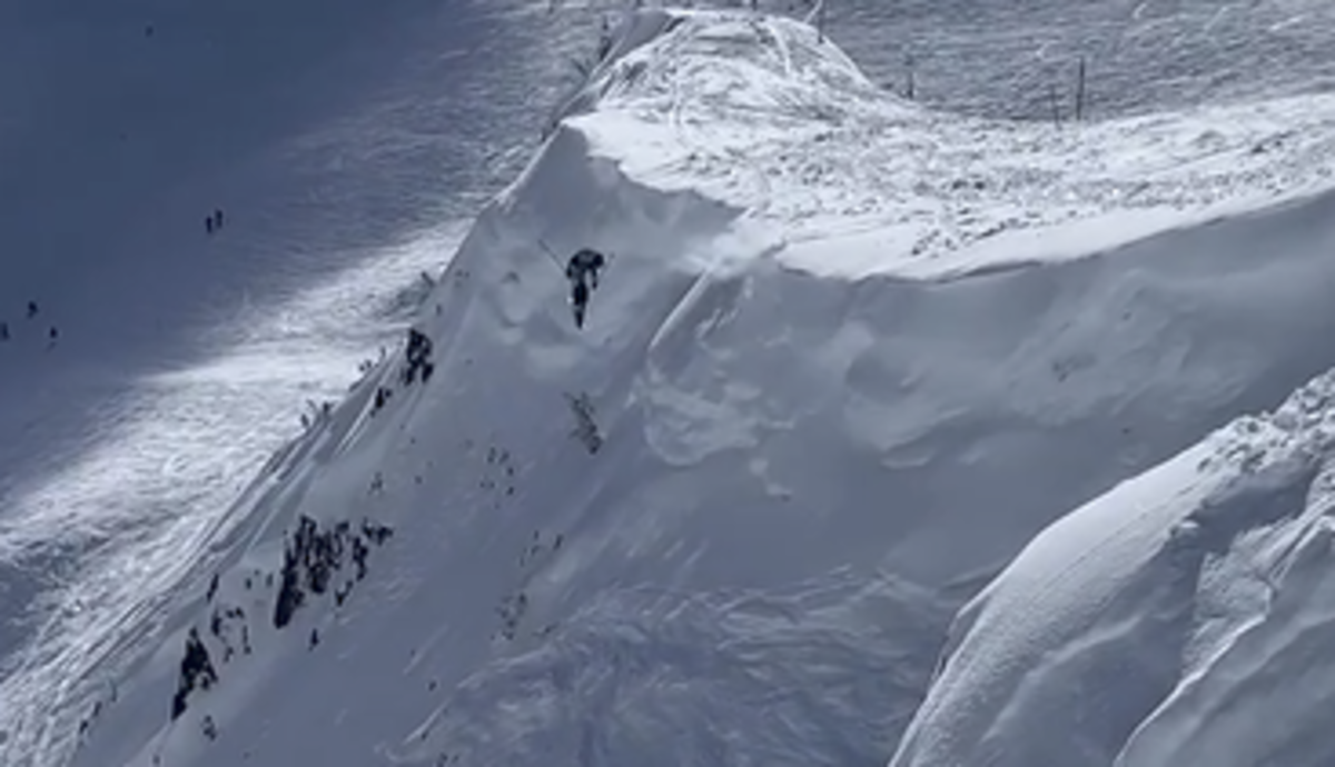 Watch: Skier Attempts Huge Cliff Jump At High Speeds