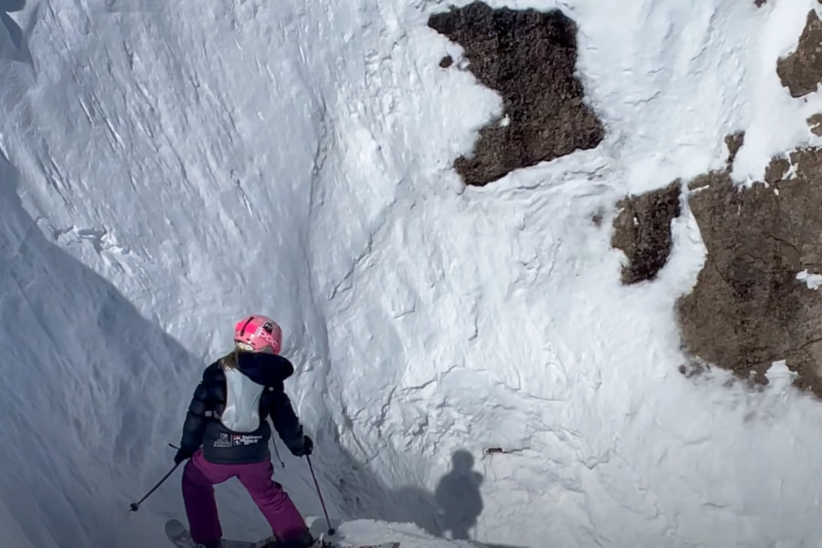 Two Young Ladies Drop Into Jackson Hole's Corbet's Couloir For The ...