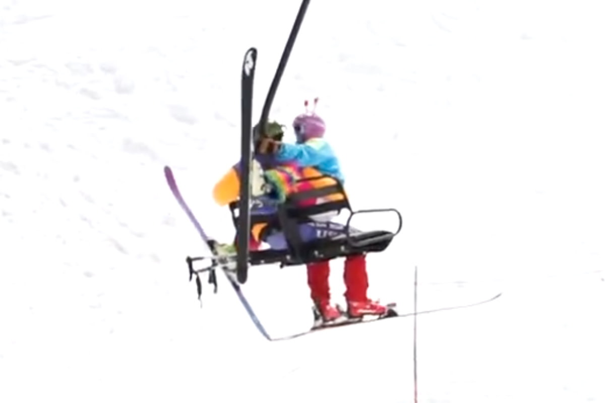 Skiers Spotted Sitting Peculiarly On Moving Chairlift - Powder